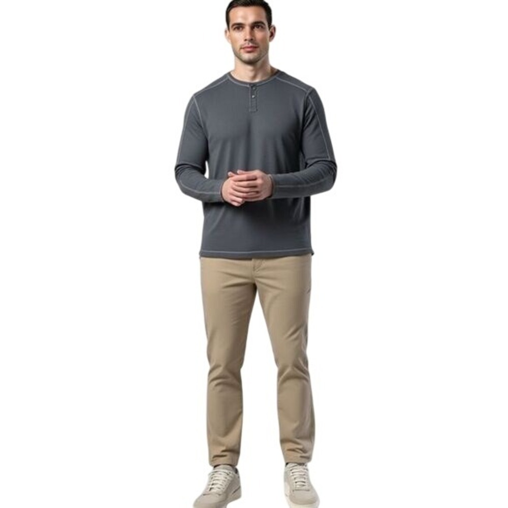 EUC Tommy Bahama Men's Stretch Medium Weight Long Sleeve Henley Grey Size L